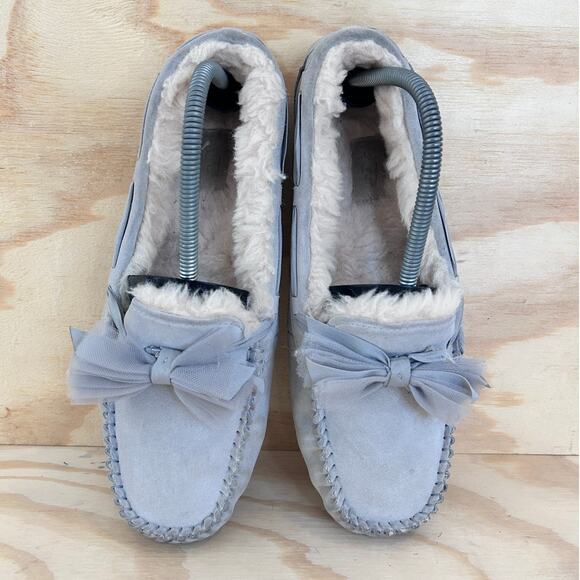 UGG -Dakota Tulle Bow Dusk Shearling -Slippers -Gray -Women's -11.5 -S/N 1020030 - Picture 7 of 9